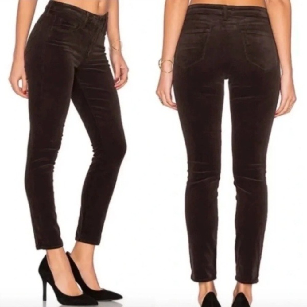 NWT L'AGENCE Monique Brown Velvet Skinny‎ Jeans Size 28 Ultra High Rise